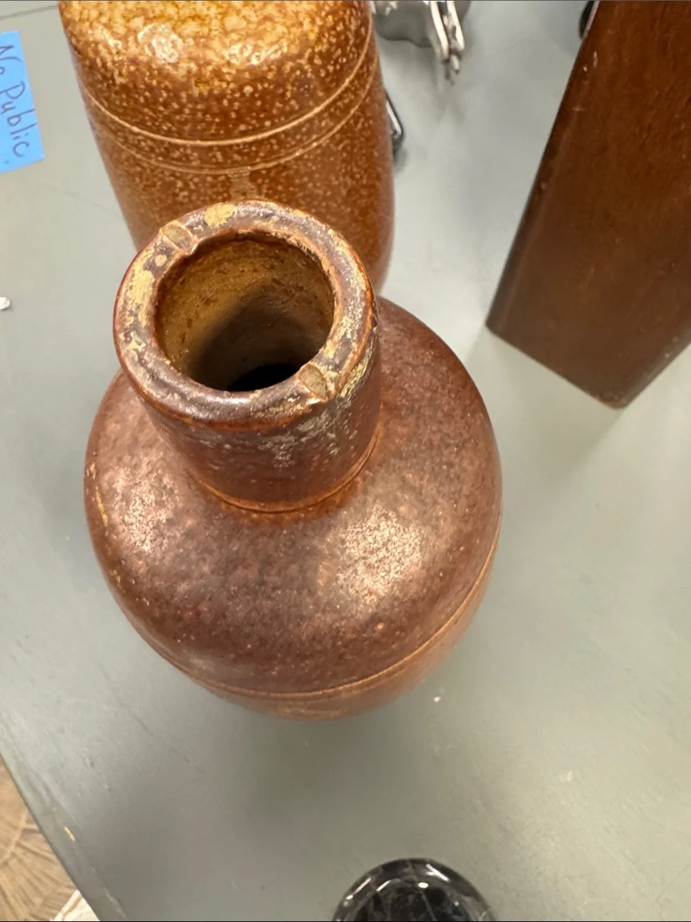 Speckled Brown Stoneware wine bottle from Areosa Lisboa Portugal